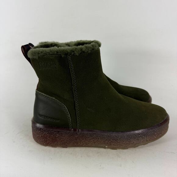 Cougar Broom Winter Ankle Boot Women's 7 Olive Green Suede Pull On Side Zip - Picture 2 of 11